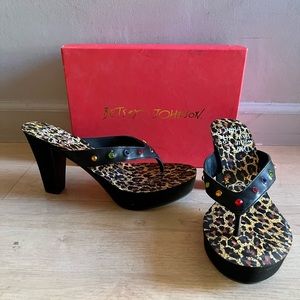 Betsy Johnson wedge sandals, size 8 Rhinestone detail